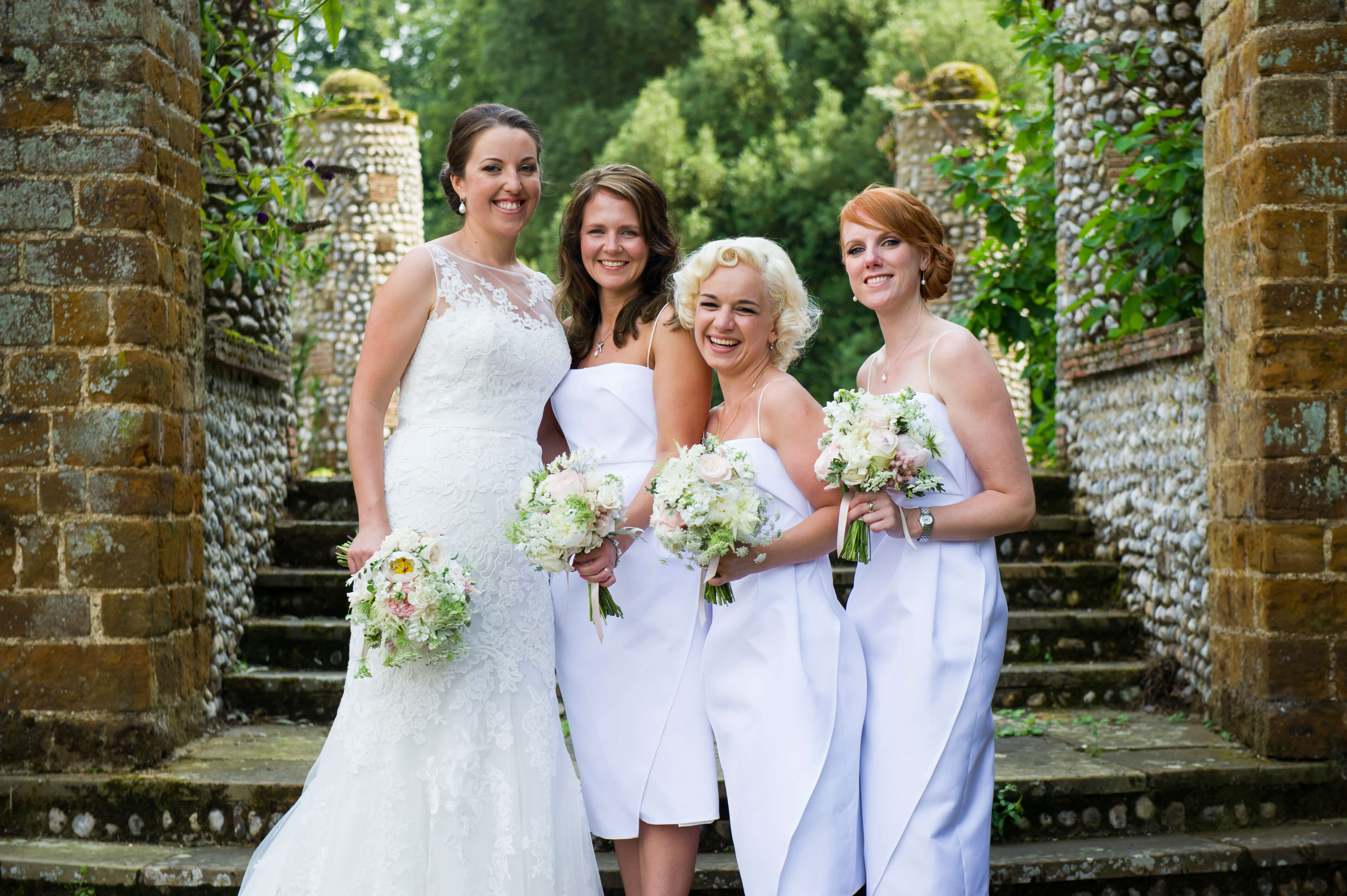 bride and bridesmaids at voewood wedding in norfolk